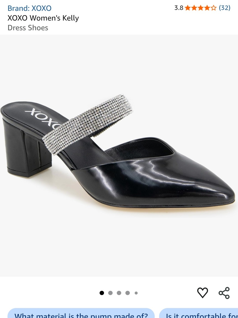 XOXO Women's Kelly Black Pointed Mule with Rhinestone Strap